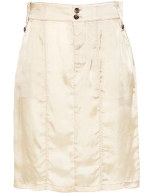 Saint Laurent Satin Pencil Skirt - Natural