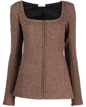 Veronique Leroy Square-Neck Fitted Jacket - Brown