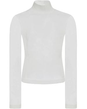 Rosetta Getty Top translúcido con cuello alto - Blanco