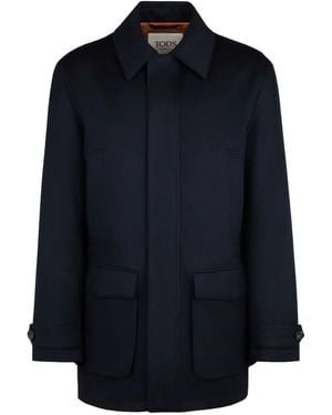 Tod's Manteau À Poches À Rabat - Bleu