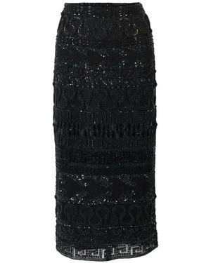 Carolina Herrera Embroidered Tulle Midi Skirt - Black