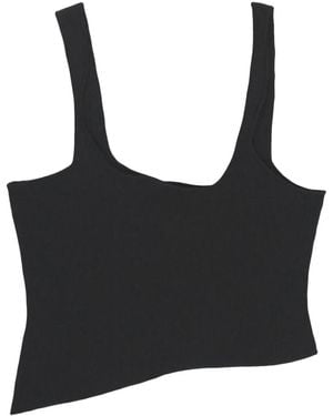 Christopher Esber Asymmetric Ribbed-Knit Tank Top - Black