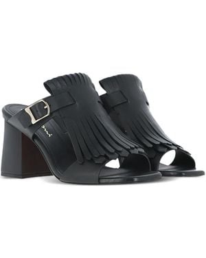 Santoni 75Mm Calyps75Fr Fringed-Detail Buckle Pumps - Black