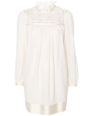 Saint Laurent Mini Long-Sleeve Dress - White