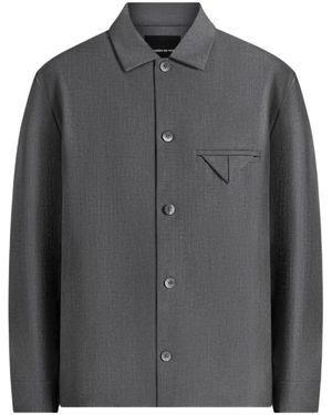 Manière De Voir Leo Hatched Tailored Overshirt - Grey