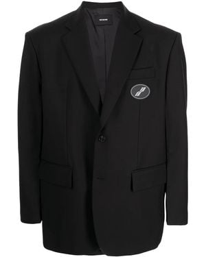 we11done Oversized Suit Logo-Patch Blazer - Black