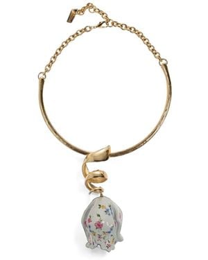 Chloé Bloomcraft Floral-Print Ceramic Necklace - Metallic