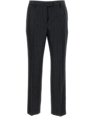 Alberto Biani Pinstripe Straight-Leg Trousers - Black