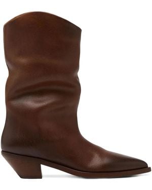 Marsèll Pointed-Toe Leather Cowboy Boots - Brown