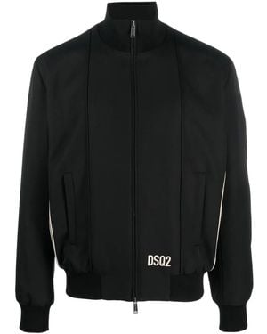 DSquared² Stripe-Trim Bomber Jacket - Black