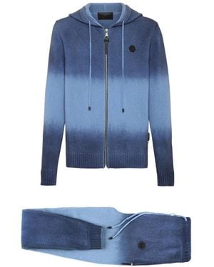 Philipp Plein Gradient Effect Jacket Trousers Set - Blue