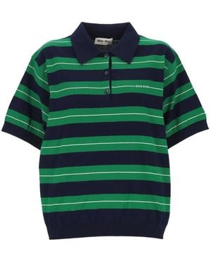 Miu Miu Polo À Rayures - Vert