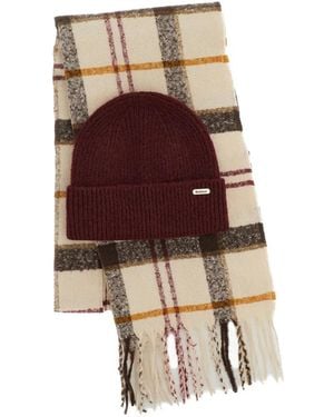 Barbour Olivia Checked Scarf And Beanie Hat Set - Multicolore