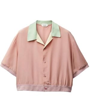 Versace Silk-Poplin Crop Shirt - Pink