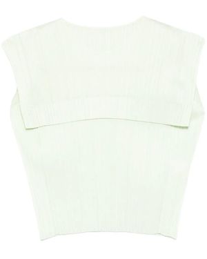 Pleats Please Issey Miyake Pleated Panelled Blouse - White