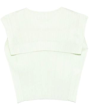 Pleats Please Issey Miyake Blouse Met Geplooide Vlakken - Wit