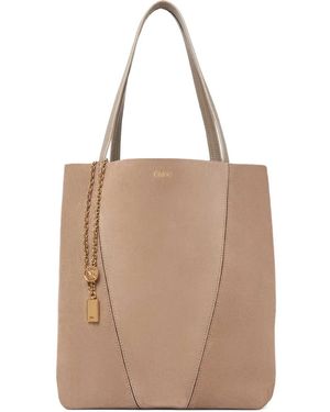 Chloé Spin Chain-Detail Tote Bag - Natural