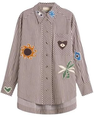 ALÉMAIS Sirocco Embroidered Striped Shirt - Grey
