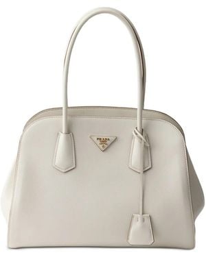 Prada Medium Leather Tote Bag - Natural