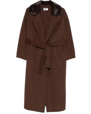 Betta Corradi Panelled-Collar Belted Coat - Brown