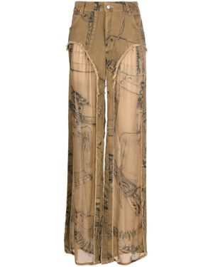 Blumarine Semi-Sheer Panel Trousers - Natural