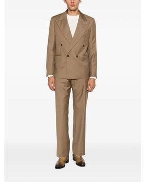 época Double-Breasted Peak-Lapel Suit - Natural