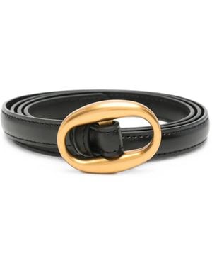 ELEH Oval-Buckle Leather Belt - Black