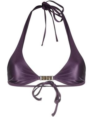 Gcds Logo-Plaque Halterneck Bikini Top - Purple