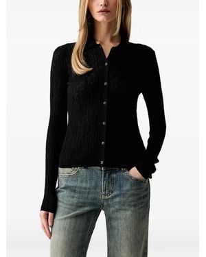 Miss Sixty Ribbed Embroidered Cardigan - Black