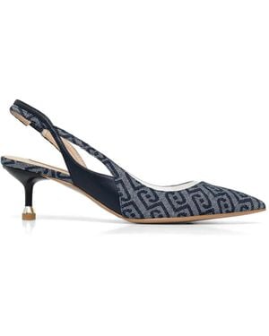 Liu Jo Denim Jacquard Slingback Court Shoes - Blue