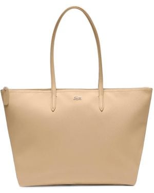 Lacoste L.12.12 Logo-Plaque Tote Bag - Natural