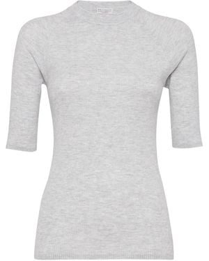 Brunello Cucinelli Gerippter Strickpullover - Grau