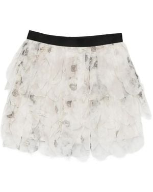 Max Mara Falda corta con volantes - Blanco
