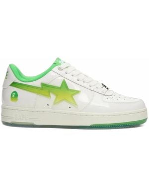 A Bathing Ape Bape Sta #4 Leather Sneakers - Green
