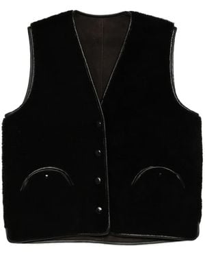 Blazé Milano Leather-Trim Buttoned Gilet - Black