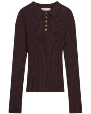Vanessa Bruno Ribbed-Knit Polo Jumper - Purple