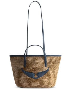 Zadig & Voltaire Mini Wings Raffia Tote Bag - Weiß