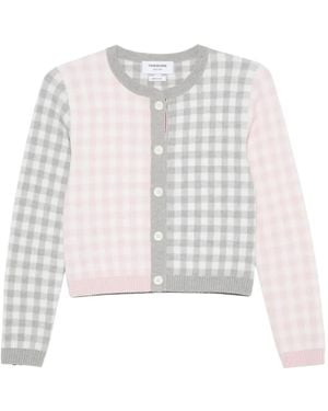 Thom Browne Gingham-Pattern Cardigan - White