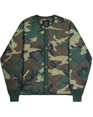 Alpha Industries Camouflage-Print Onion-Quilted Jacket - Green