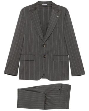 Manuel Ritz Pinstripe-Pattern Single-Breasted Suit - Grey