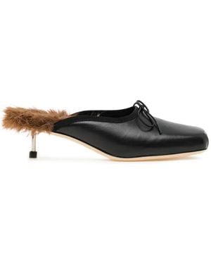 Simone Rocha Faux Fur Lined Pointe Mules - White