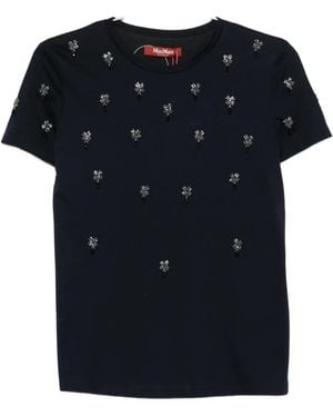 Max Mara Embellished Short-Sleeved T-Shirt - Black