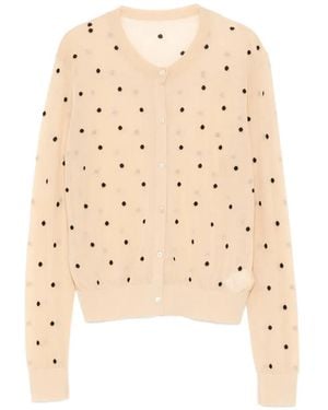JNBY Polka Dot Cropped Cardigan - Natural