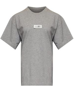 MM6 by Maison Margiela Label Cotton Jersey T-Shirt - Grey