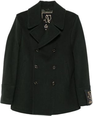 Sealup Buttoned Double-Breasted Peacoat - Black