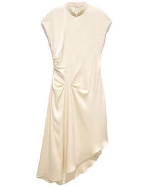 Shanghai Tang Gathered Asymmetric Dress - White