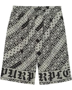 Purple Brand Flag Bandana Bermuda Shorts - Grey