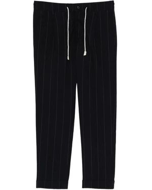 Eleventy Pinstripe-Pattern Drawstring Trousers - Black