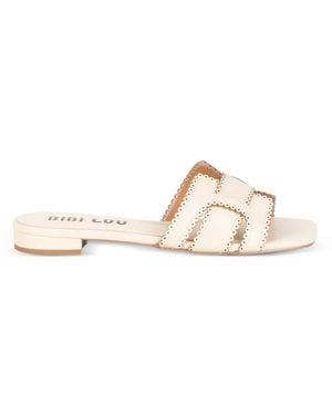 Bibi Lou Holly Scalloped Cut-Out Flat Sandals - Natural