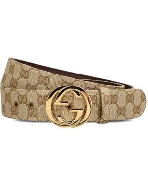 Gucci Interlocking G Buckle Belt - Natural